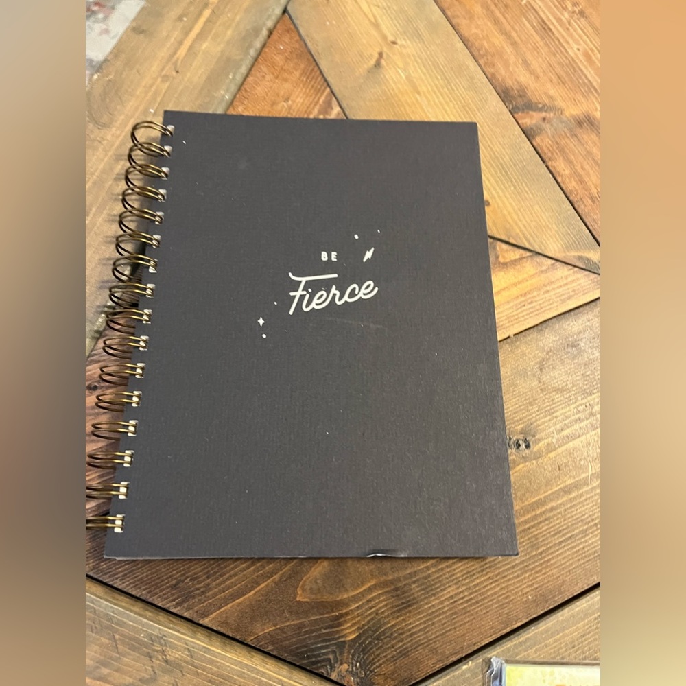 NWT spiral notebook, “be fierce” with little lighting bolts. Lined paper inside